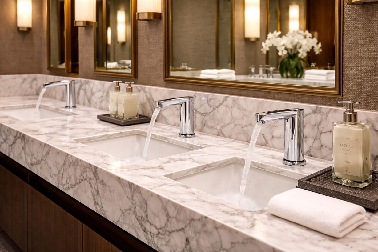 Low flow commercial faucet
